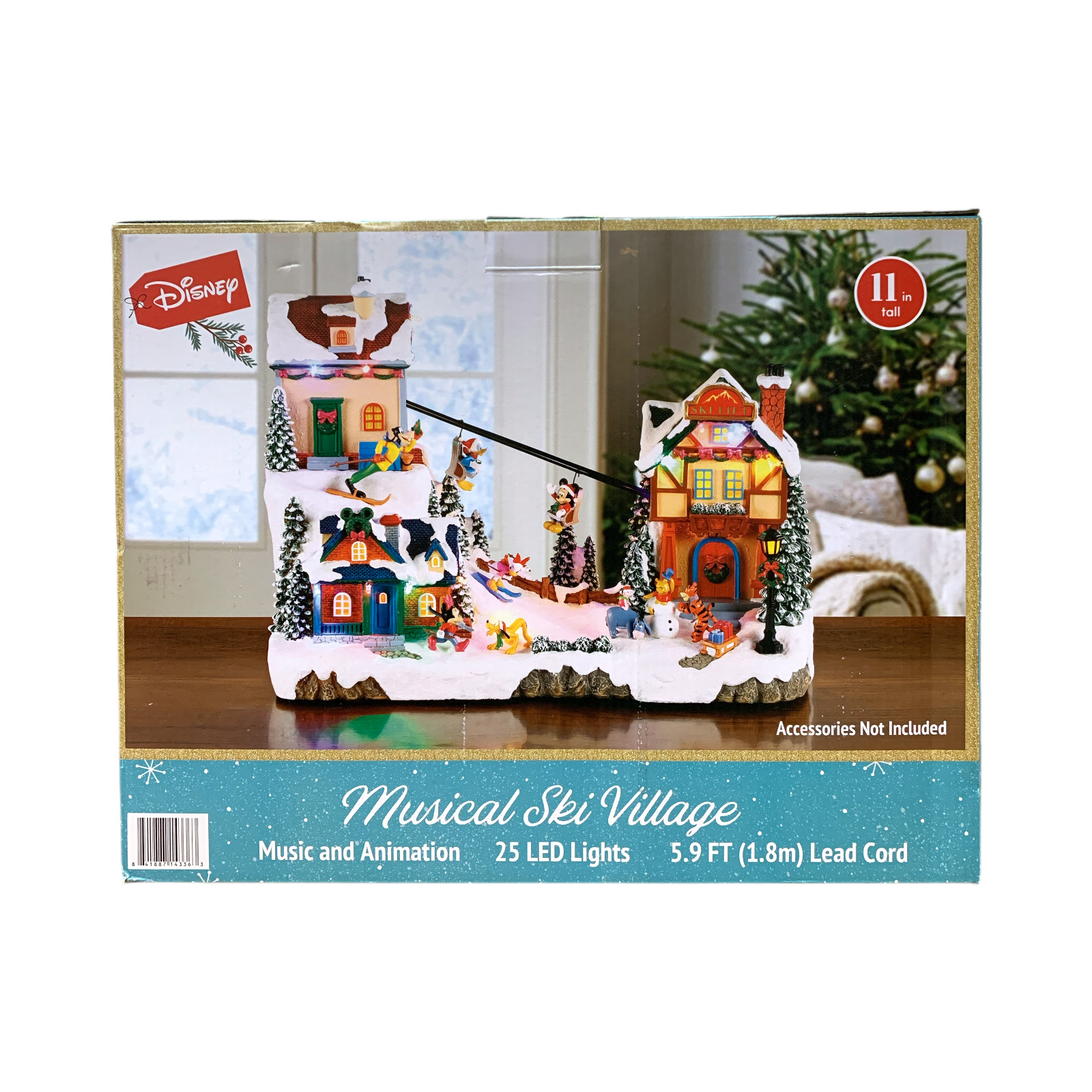 Disney 11in. Musical Ski Village Holiday Display with Lights, Music & Animation