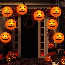 6PCS Halloween Hanging Paper Lanterns Pumpkin Spooky Party Halloween Decorations