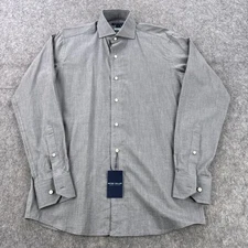 Peter Millar Shirt Mens Small Gray Fleece Finish Crown Crafted Long Sleeve