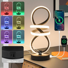 Modern LED Table Lamp, Spiral RGB Table Lamp, Touch Dimmable LED Nightstand Lamp