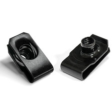 1/4"-20 Black U-Style Clip-On Nut, U-Type Carbon Steel Regular Extruded U-Nut, P