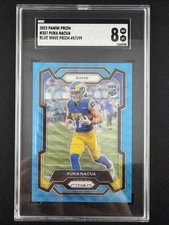 2023 Panini Prizm Puka Nacua Rookie RC Blue Wave Prizm /199 SGC 8