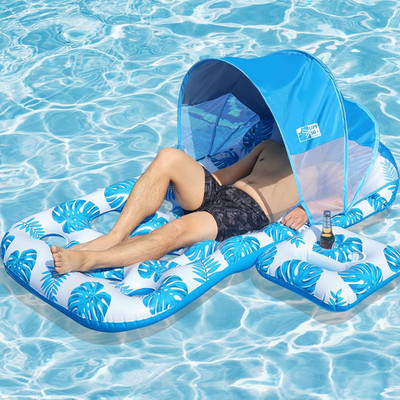 Inflatable Pool Float with UPF 50+ Sunshade Canopy,Extra Large Pool Lounger Floa