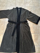Vintage State-O-Maine 1940's Men's Smoking/Lounging Robe, Black Grey Sz 2-3XT