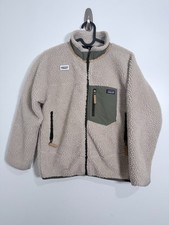 Patagonia Kids Unisex Full Zip Mockneck Retro X Fleece Jacket Beige Sz L-12