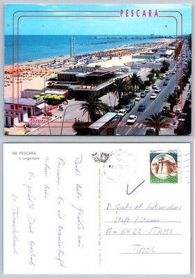 Pescara Italy Lungomare Beach View Vintage Postcard 1994 Posted Abruzzo