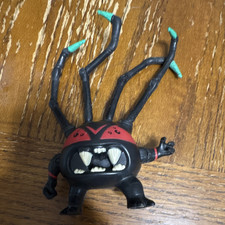Black Monster Spider Creature Toy Figure w/ Fangs Teal Claws Red Markings