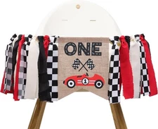 Race Car One High Chair Banner - Race Car 1st/First Birthday Party Decoration...