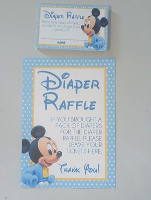 Diaper Rifle Baby Boy Mickey Mouse Disney Baby Shower Game New 50 Cards With 5x7