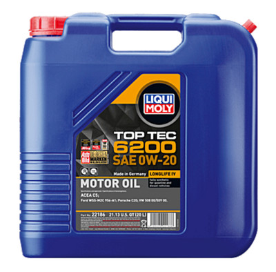 Liqui Moly Top Tec 6200 Engine Motor Oil 0W-20  (20 L) P/N 22186