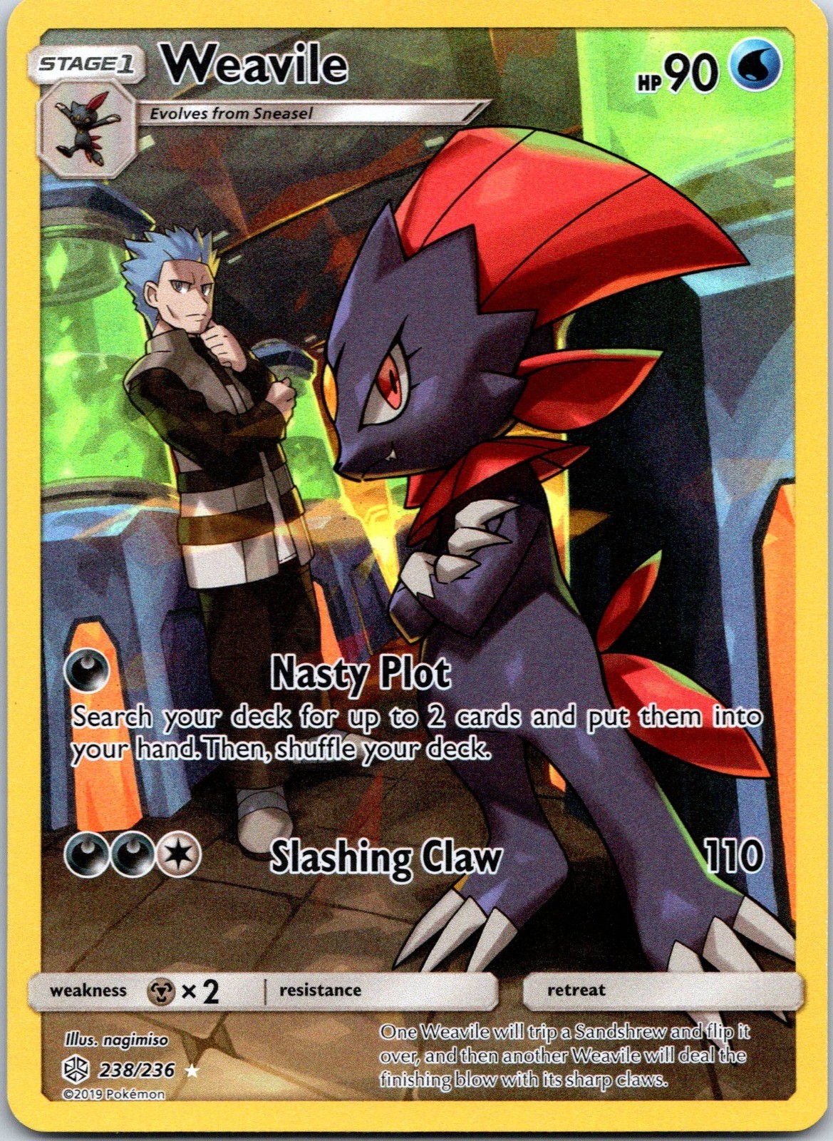 Weavile (Secret) Secret Rare SM - Cosmic Eclipse 238/236 NM