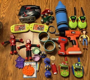 KIDS TOYS MIXED LOT CRAYOLA WOODY BOSCH TOOLS BLACK & Decker BOYS TMNT WALKIE