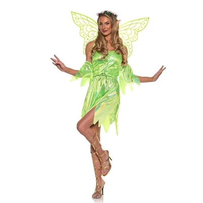 Costume De Fée Étincelante Verte Pour Adulte - Photo 1/4