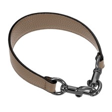 14.17 Inch PU Leather Short Bag Strap with Clasp, Dark Khaki, Grey Buckle