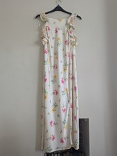 A New Day Target Satin Style Midi Long Floral Ivory Dress With Tags M 12-14