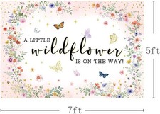 Wildflower Baby Shower Backdrop Watercolor a Little Wildflower Is on the Way Bab