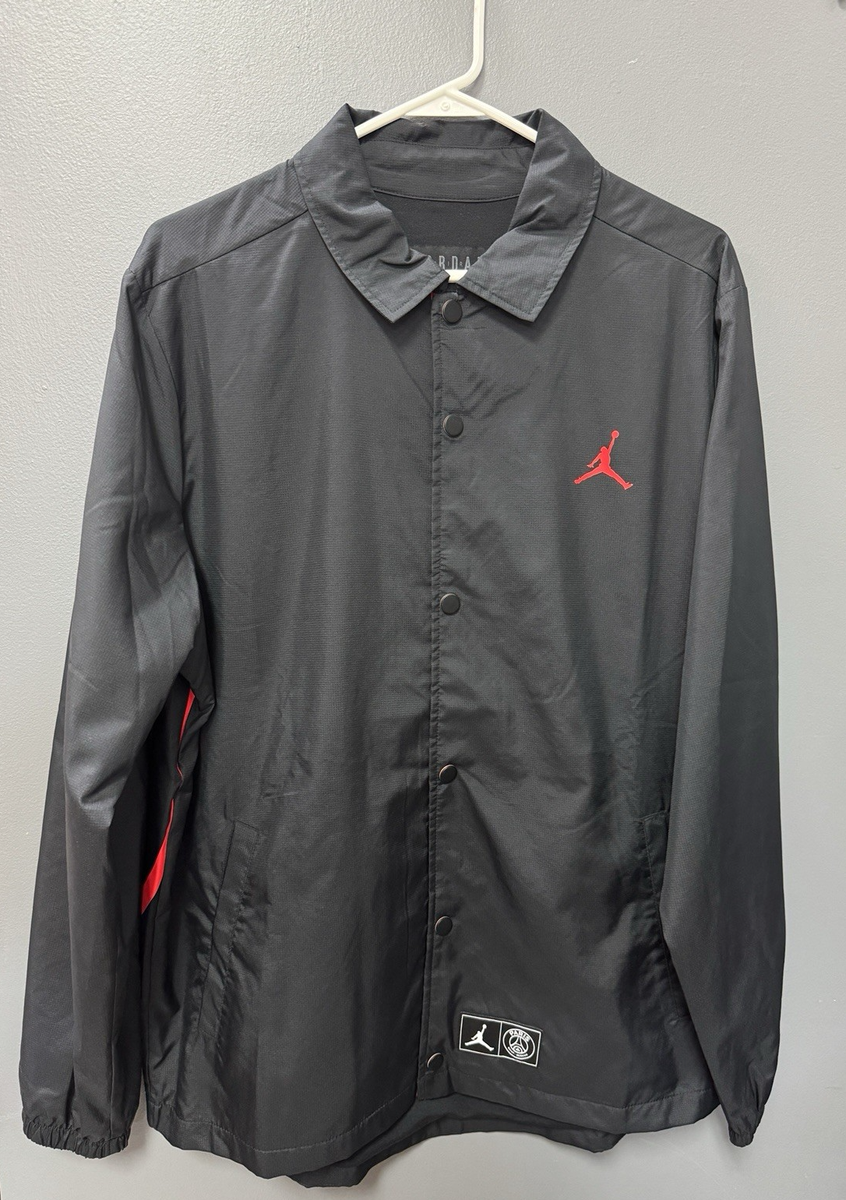 ジャケット・アウター jordan paris saint germain coach jacket Nike Air Jordan Paris Saint Germain PSG Coaches Jacket Black Red