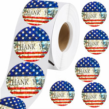 500 Pcs Holographic 4Th of July Stickers American Flag Designs Self-Adhesive