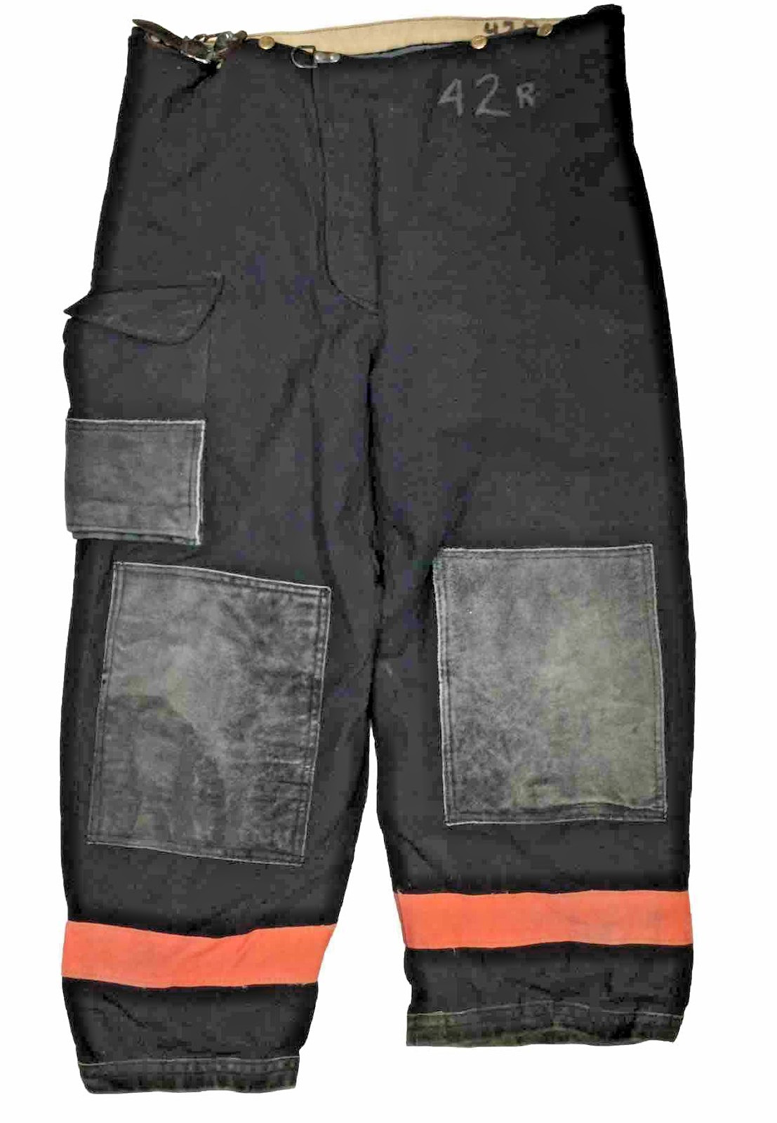 42x30 Janesville Black Firefighter Turnout Pants w/ Orange Reflective Tape P1477