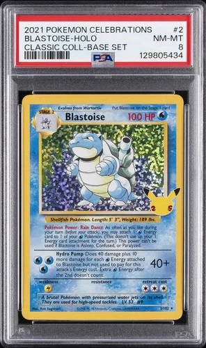 2021 POKEMON CELEBRATIONS CLASSIC COLL #2 BLASTOISE-HOLO PSA 8