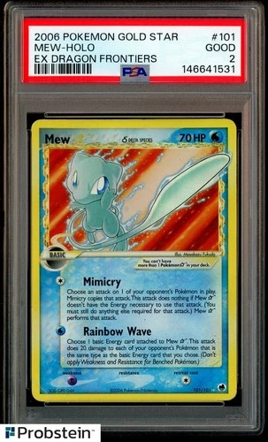 2006 Pokemon Gold Star Ex Dragon Frontiners #101 Mew Holo PSA 2 GD