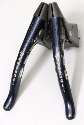 Campagnolo Super Record Vedovati graviert - Vintage Bremshebel schwarz eloxiert