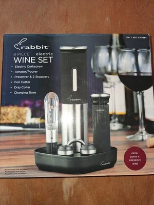 Rabbit Rechargeable Electric Wine Set Corkscrew Aerator Stoppers Cutter