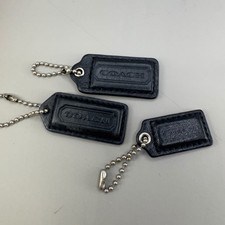 Coach Leather Hangtag Lot 3pc Black Replacement Fob Accessory