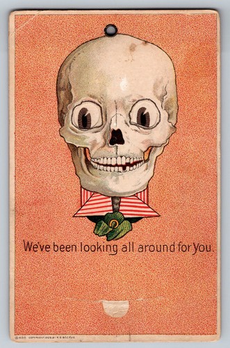 c. 1905 Mechanical Novelty Postcard Skull with Moving Eyes