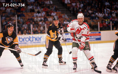 Andrew McBain & Kirk Muller - PIT vs. NJD 1989 - 35mm color slide - TJ1-021-734