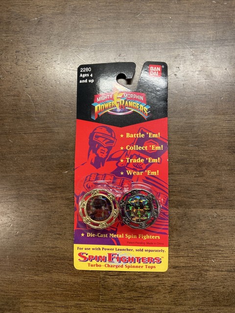 Bandai 1993 Mighty Morphin Power Rangers Spin Fighters Spinner Tops Set ...