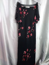 evan picone  women dress size 8 black multicolor floral rose midi