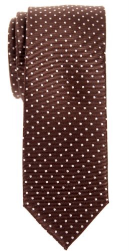 Modern Mini Polka Dots Woven Microfiber Skinny Tie Dark Brown With White Dots - Bild 1 von 2