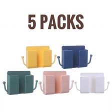 5 Packs Wall Mounted Charging Phone Holder Organizer With Hooks For Plug Cable