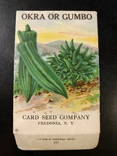 Antique Seed Envelope OKRA or GUMBO Card Seed Company Fredonia NY Packet