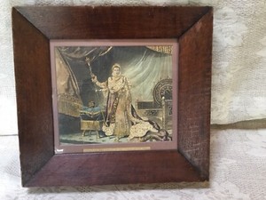 ANTIQUE  BEAUTIFUL FRAMED PRINT “ NAPOLEON THE GREAT IN HIS CORONATION ROBES”