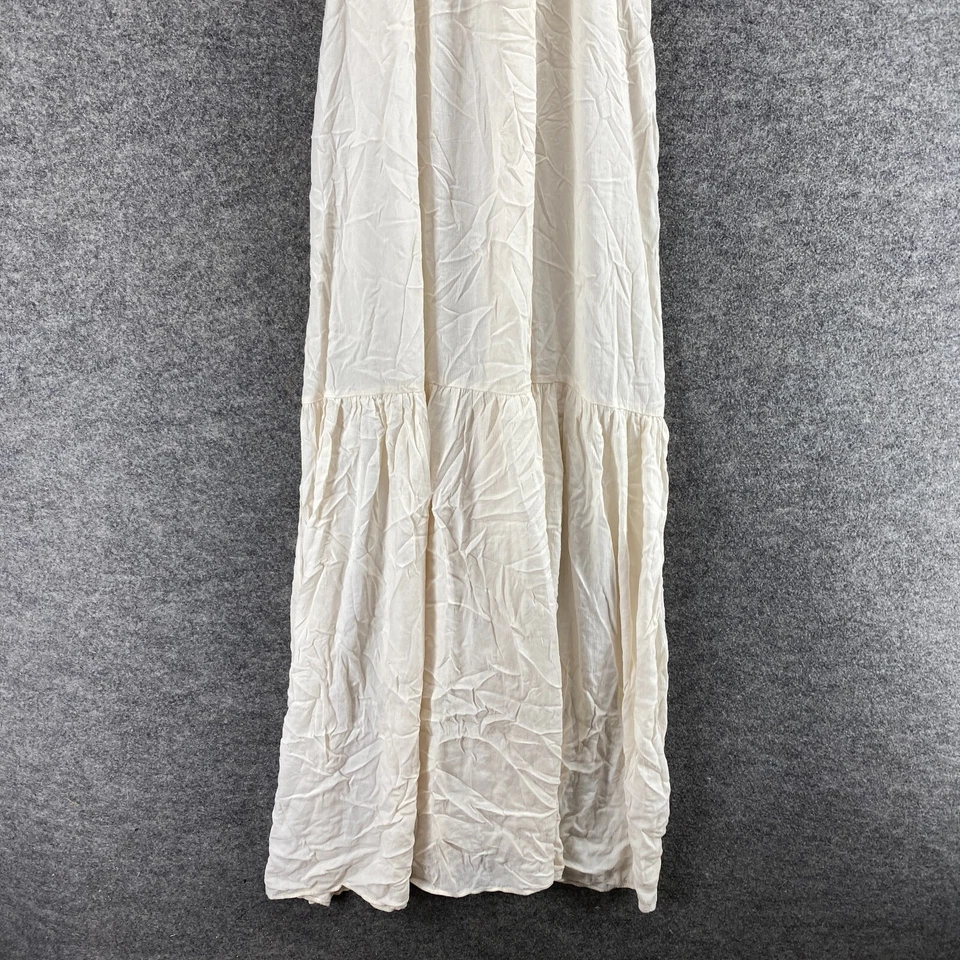 H&M Dress Women 4 Beige Maxi Long Sleeveless Round Neck Solid Pullover Casual - Image 4 of 4
