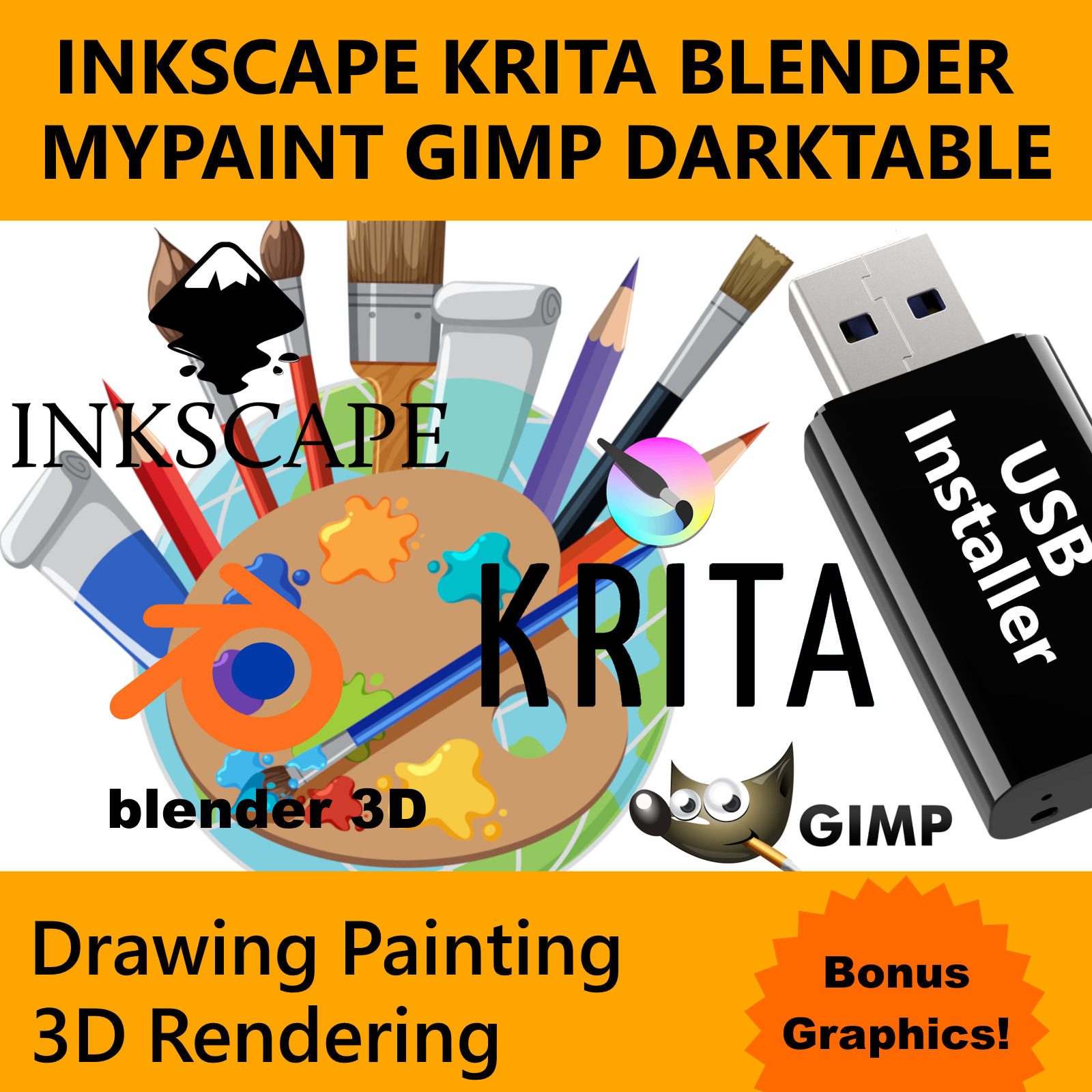 Graphics Art 6 in 1 Inkscape Krita Blender Alternatives to P