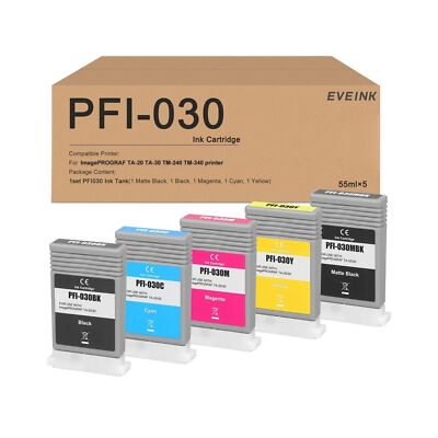 High Yield PFI 030 PFI-030 Ink Cartridge Replacement for Canon PFI-030MBK PFI...