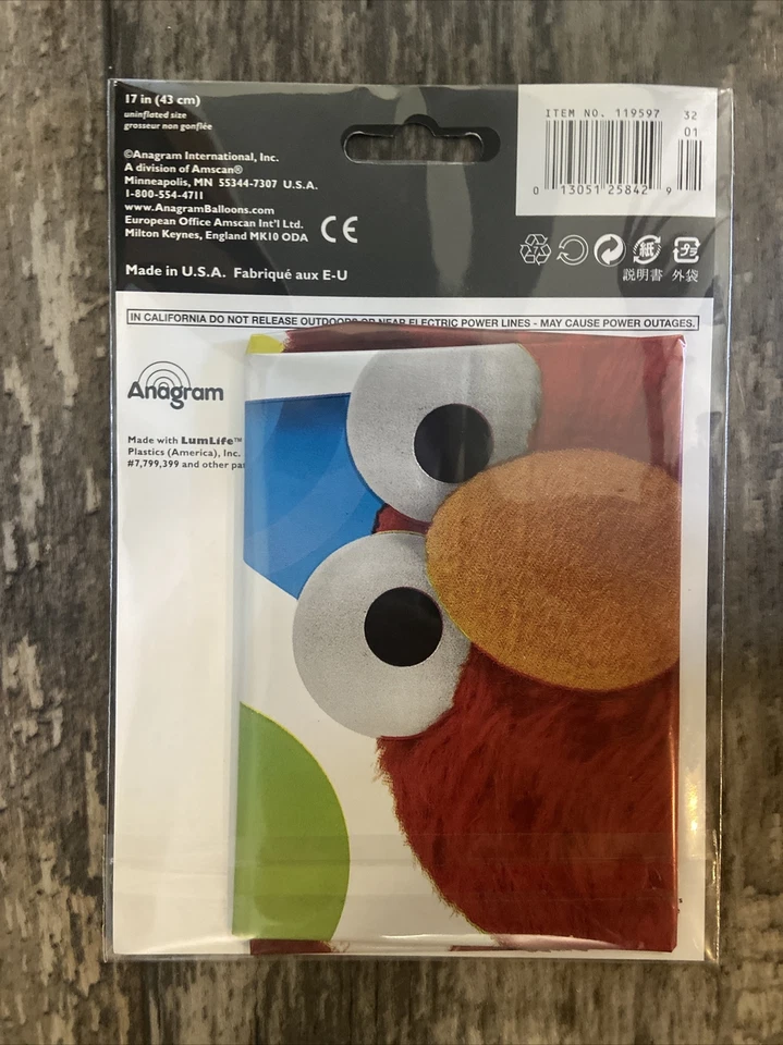 Globo de aluminio de cumpleaños Sesame Street de 17 pulgadas con forma redonda Elmo nuevo en paquete Foto 2 de 3