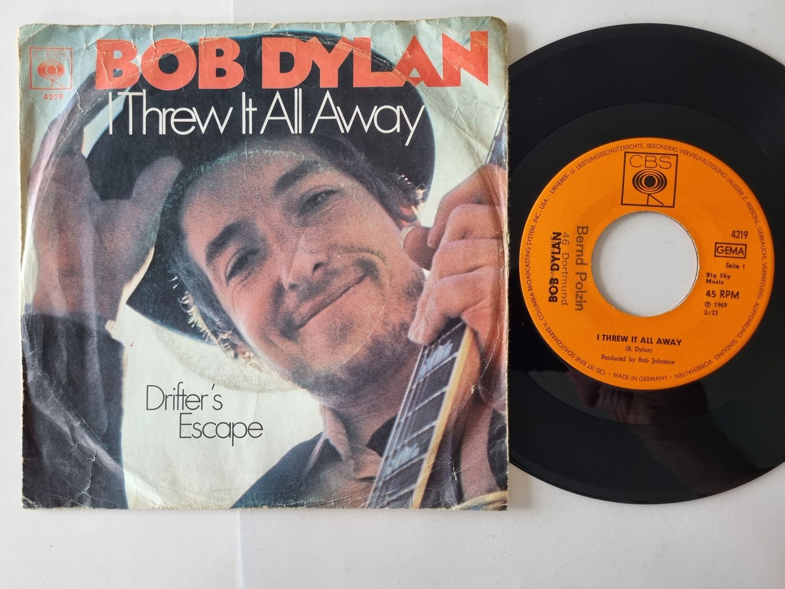 Bob Dylan - I Threw It All Away / Drifter's Escape 7'' Vinyl Germany