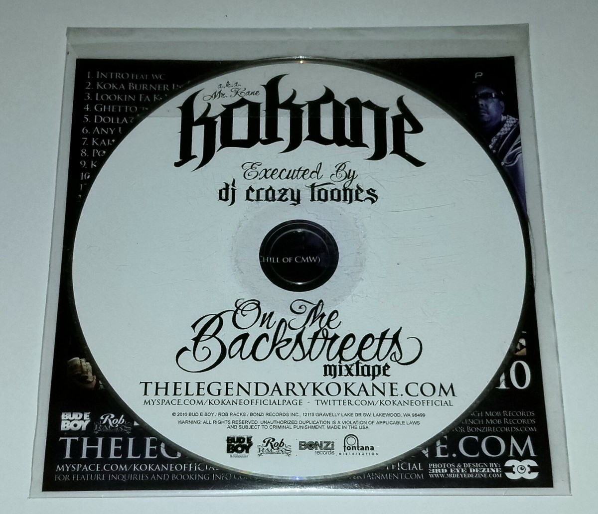 KOKANE ON BACKSTREETS MIXTAPE CD DJ CRAZY TOONES G FUNK RAP WC