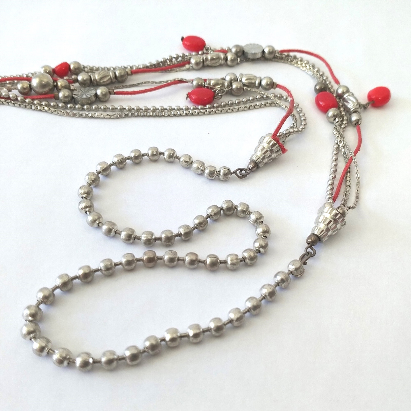 Long Layered Silver Multi Chains and Stationed Re… - image 8