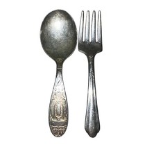 Toddler Silver Plate Flatware - Spoon, Fork - Mixed Lot