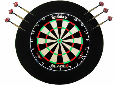 Winmau Blade 6 Dartscheibe Darts Steeldarts 6 Pfeile + Catchring schwarz 
