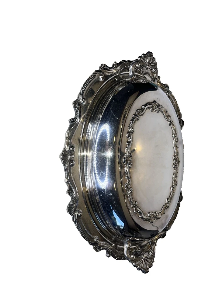 Cazuela ovalada Chippendale Wallace 101 plateada cubierta para servir de colección Foto 4 de 4