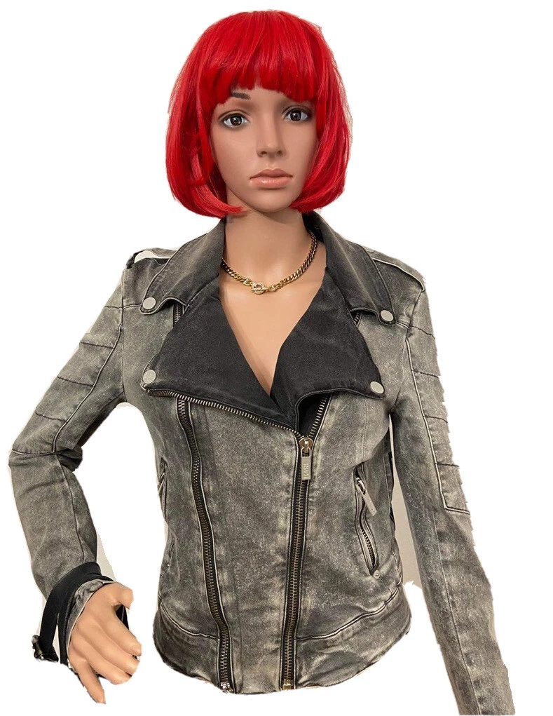Giacca Biker Denim di Karl Lagerfeld di Chanel fama. Taglia IT: 40 S RARA ┥