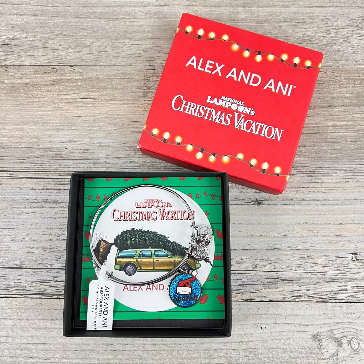 New 2020 Alex and Ani Christmas Vacation Sparky Bangle Bracelet With Card Box