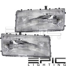 Left Right Pair Head Lamps For 89-94 Chrysler Lebaron Dodge Spirit Acclaim