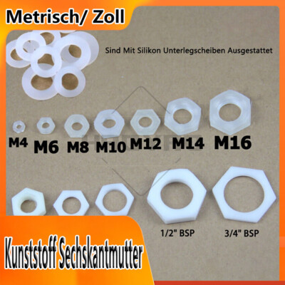 Kunststoff Sechskantmutter M4 M6 M8~M16, 1/8''~3/4'' BSP für Bulkhead Connector